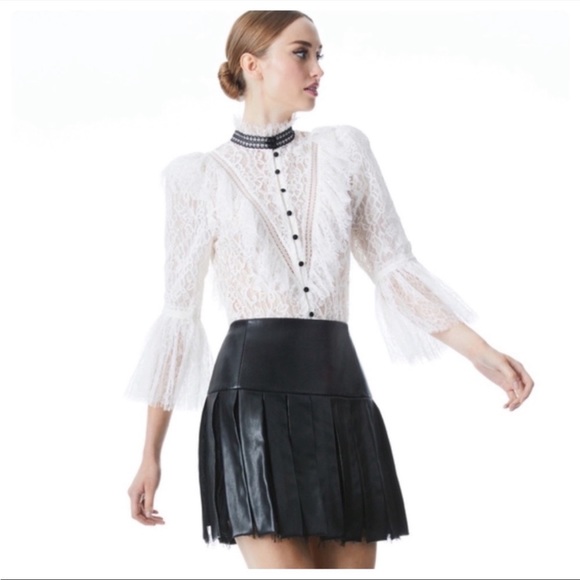Alice + Olivia Jessica lace button front collar blouse - Picture 3 of 9